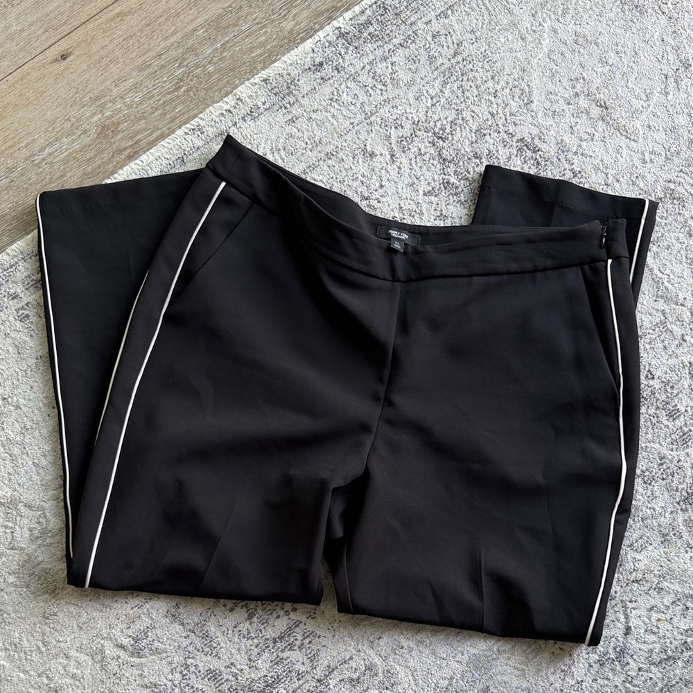 Vera Wang Kohl’s Black Tuxedo-Style Pants with White Side Piping